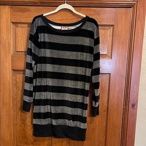 Black and Gray Striped Sweater Dress